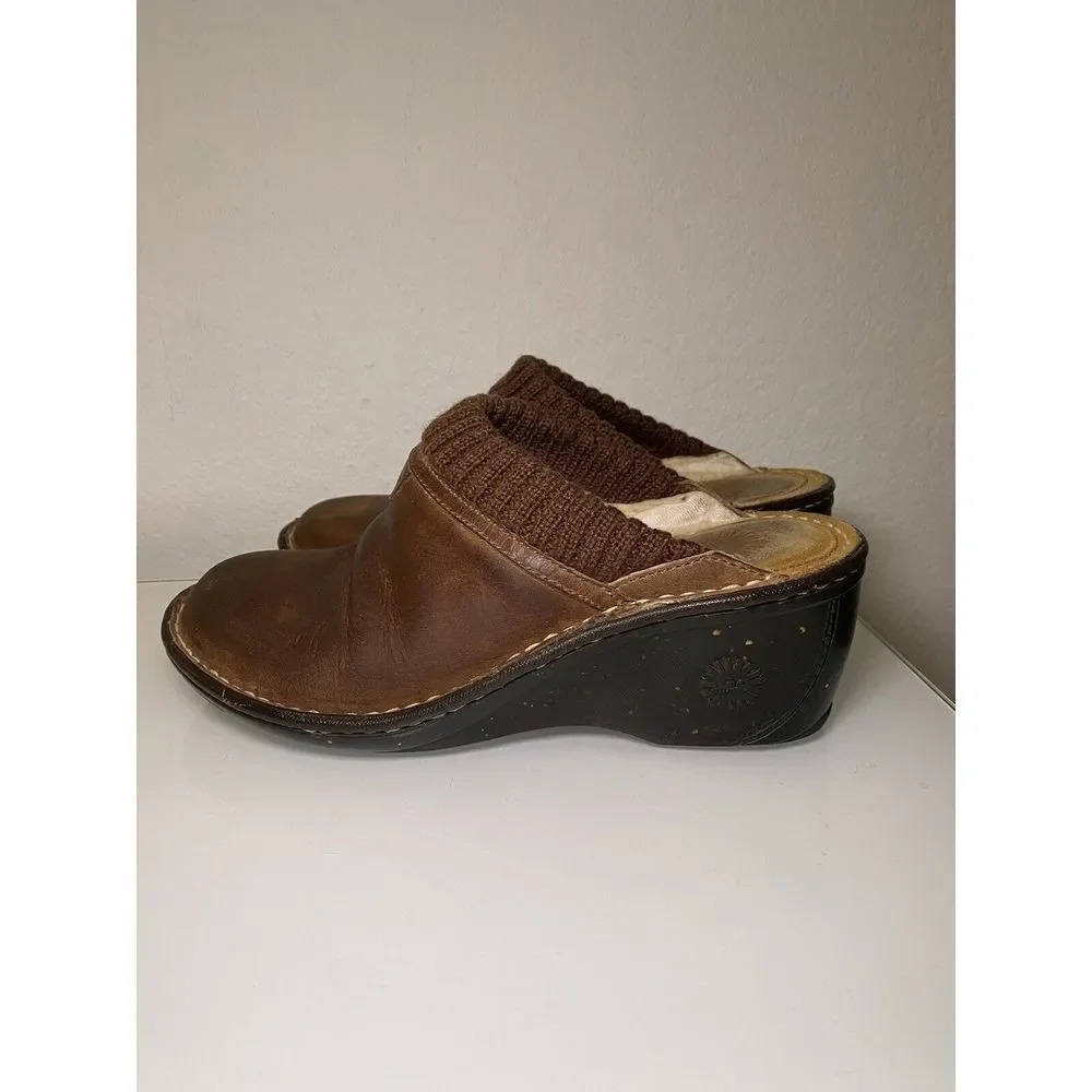 UGG Gael 3085 Brown Distressed Nubuck Leather Mules Wedges Slides Size 8 Used - Picture 7 of 16